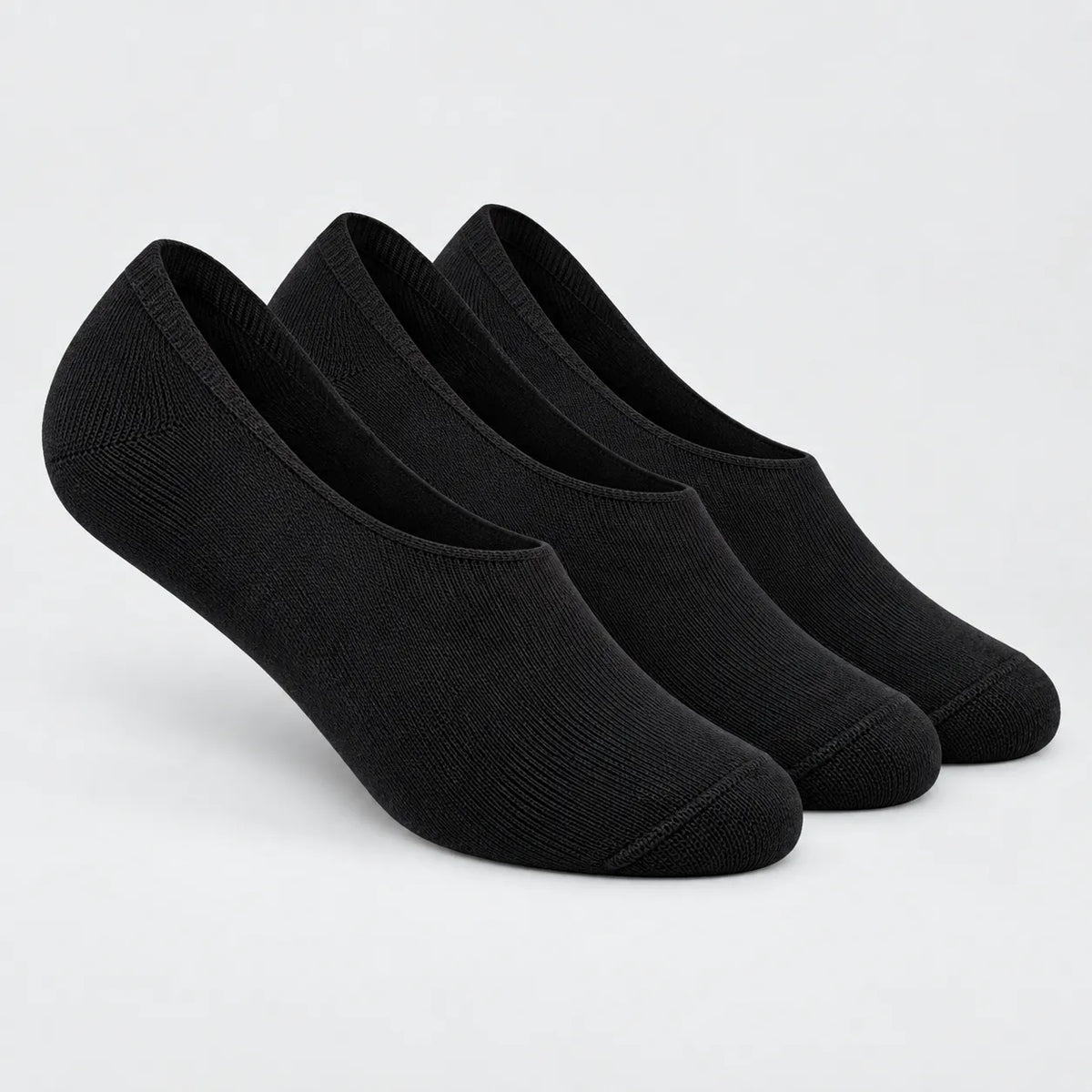 3-Pack Invisible Cushioned Socks (Black)