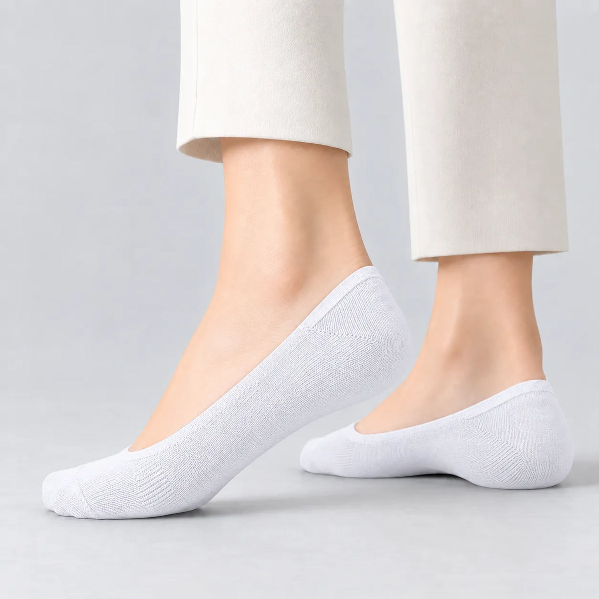 3-Pack Invisible Cushioned Socks (White)