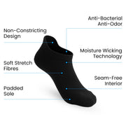 3-Pack Padded Extra-Stretch Ankle Socks - Black